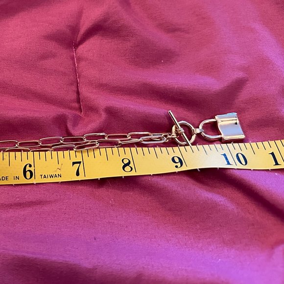 Paperclip Chain Toggle Lock Necklace Gold-Tone - Picture 6 of 6